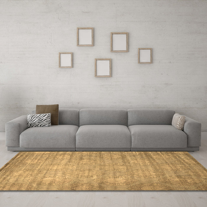 Machine Washable Abstract Brown Contemporary Rug in a Living Room,, wshcon1274brn