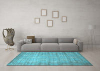 Machine Washable Abstract Light Blue Contemporary Rug, wshcon1274lblu