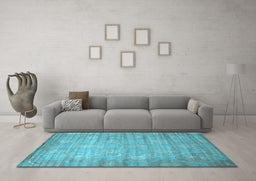 Machine Washable Abstract Light Blue Contemporary Rug in a Living Room, wshcon1274lblu