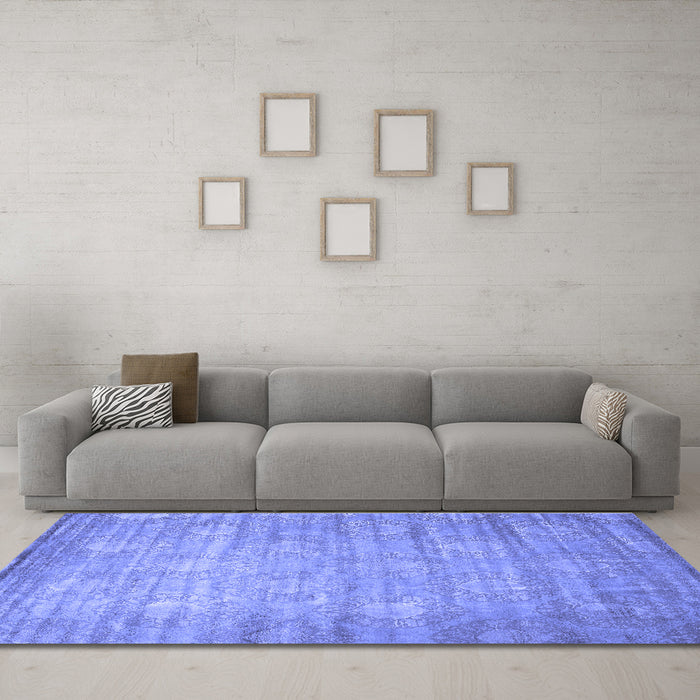 Machine Washable Abstract Blue Contemporary Rug in a Living Room, wshcon1274blu