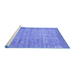 Sideview of Machine Washable Abstract Blue Contemporary Rug, wshcon1274blu
