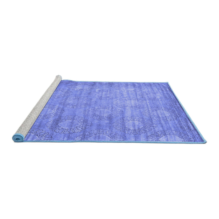 Sideview of Machine Washable Abstract Blue Contemporary Rug, wshcon1274blu