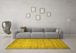 Machine Washable Abstract Yellow Contemporary Rug in a Living Room, wshcon1274yw