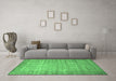 Machine Washable Abstract Emerald Green Contemporary Area Rugs in a Living Room,, wshcon1274emgrn