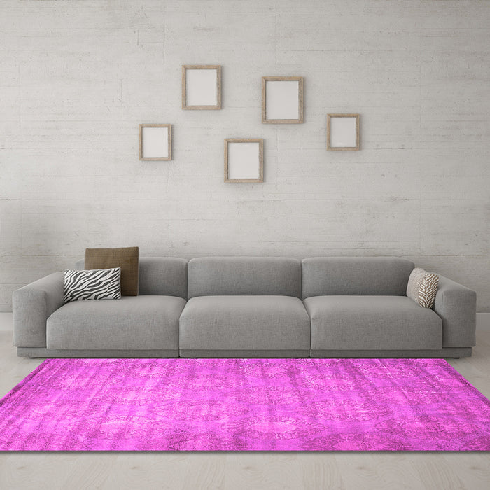 Machine Washable Abstract Pink Contemporary Rug in a Living Room, wshcon1274pnk