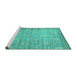 Sideview of Machine Washable Abstract Turquoise Contemporary Area Rugs, wshcon1274turq