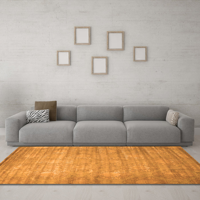 Machine Washable Abstract Orange Contemporary Area Rugs in a Living Room, wshcon1274org