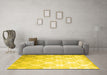 Machine Washable Abstract Yellow Contemporary Rug in a Living Room, wshcon1275yw