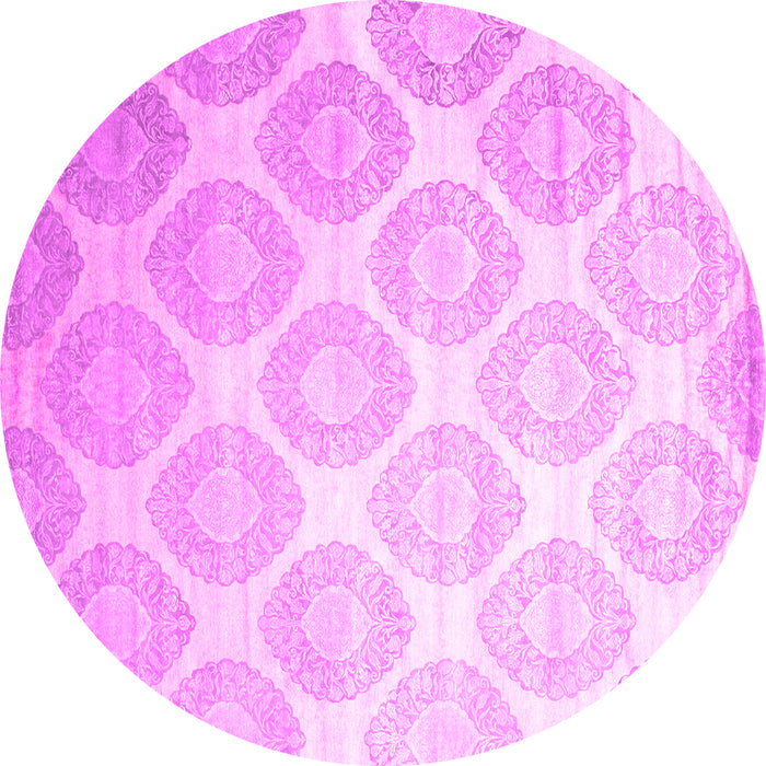 Round Machine Washable Abstract Pink Contemporary Rug, wshcon1275pnk