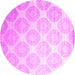 Round Machine Washable Abstract Pink Contemporary Rug, wshcon1275pnk