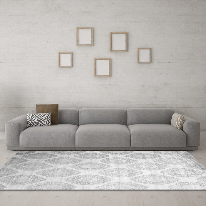 Machine Washable Abstract Gray Contemporary Rug in a Living Room,, wshcon1275gry