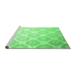Sideview of Machine Washable Abstract Emerald Green Contemporary Area Rugs, wshcon1275emgrn