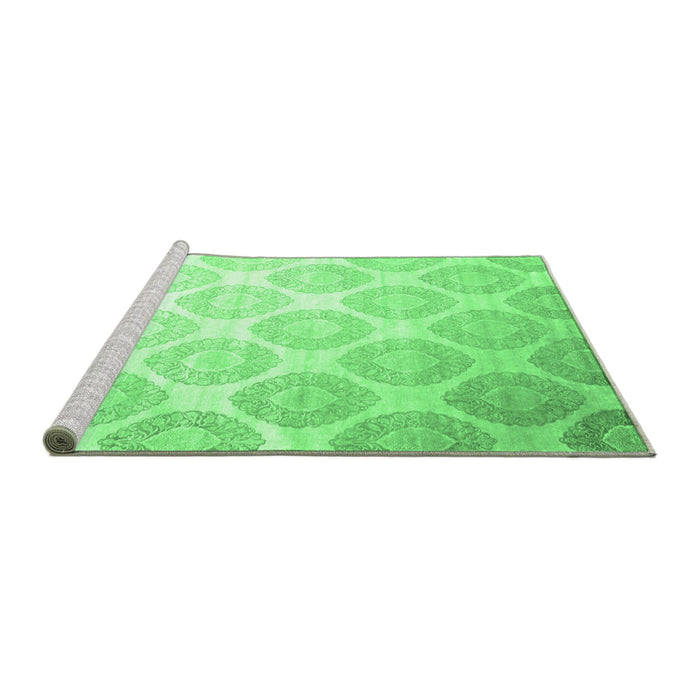 Sideview of Machine Washable Abstract Emerald Green Contemporary Area Rugs, wshcon1275emgrn