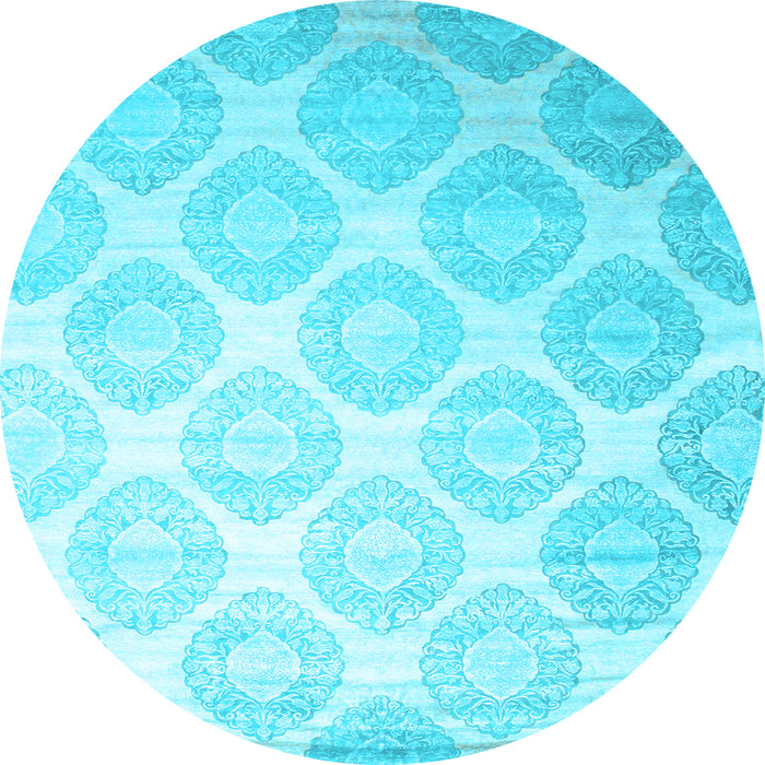 Round Abstract Light Blue Contemporary Rug, con1275lblu