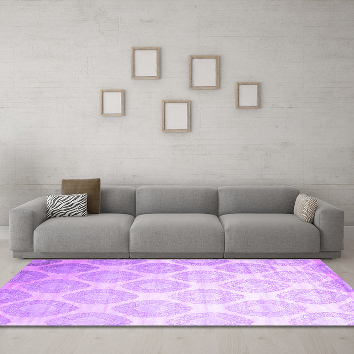 Machine Washable Abstract Purple Contemporary Area Rugs in a Living Room, wshcon1275pur