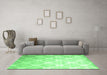 Machine Washable Abstract Emerald Green Contemporary Area Rugs in a Living Room,, wshcon1275emgrn