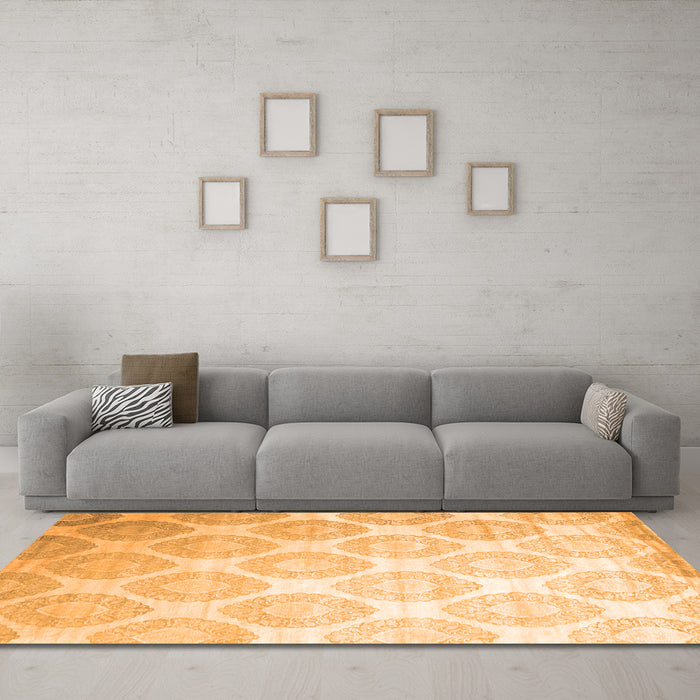 Machine Washable Abstract Orange Contemporary Area Rugs in a Living Room, wshcon1275org
