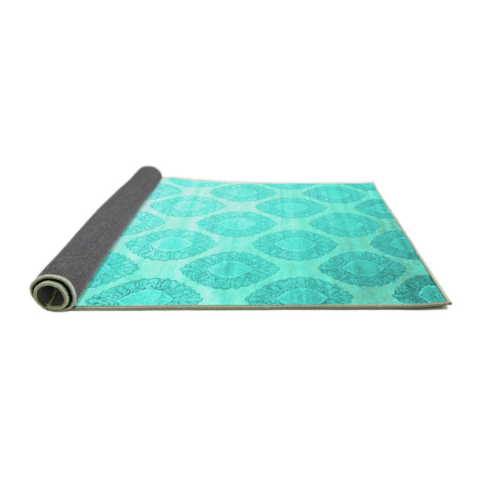 Sideview of Abstract Turquoise Contemporary Rug, con1275turq