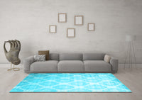 Machine Washable Abstract Light Blue Contemporary Rug, wshcon1275lblu