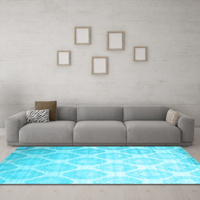 Machine Washable Abstract Light Blue Contemporary Rug in a Living Room, wshcon1275lblu