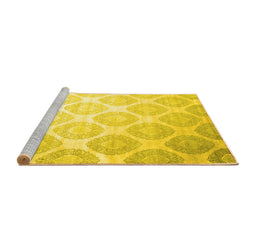 Sideview of Machine Washable Abstract Yellow Contemporary Rug, wshcon1275yw