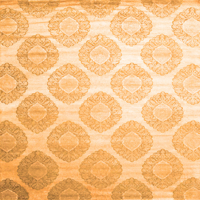 Round Machine Washable Abstract Orange Contemporary Area Rugs, wshcon1275org