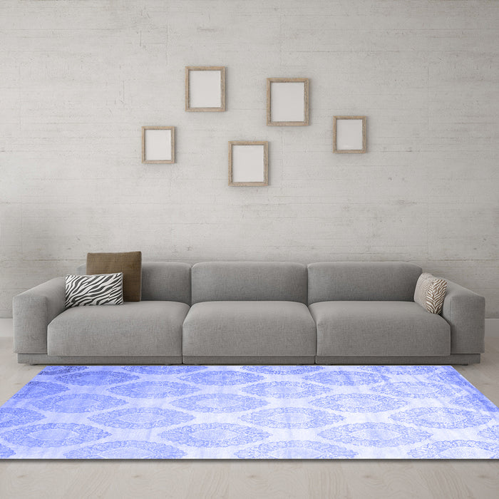 Machine Washable Abstract Blue Contemporary Rug in a Living Room, wshcon1275blu