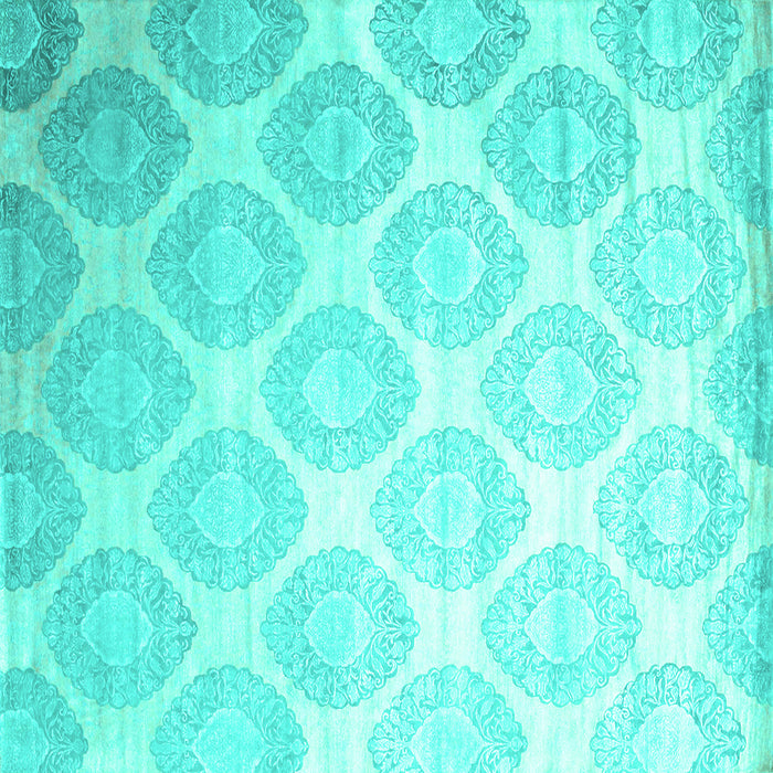 Square Machine Washable Abstract Turquoise Contemporary Area Rugs, wshcon1275turq
