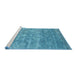 Serging Thickness of Machine Washable Contemporary Blue Ivy Blue Rug, wshcon1276