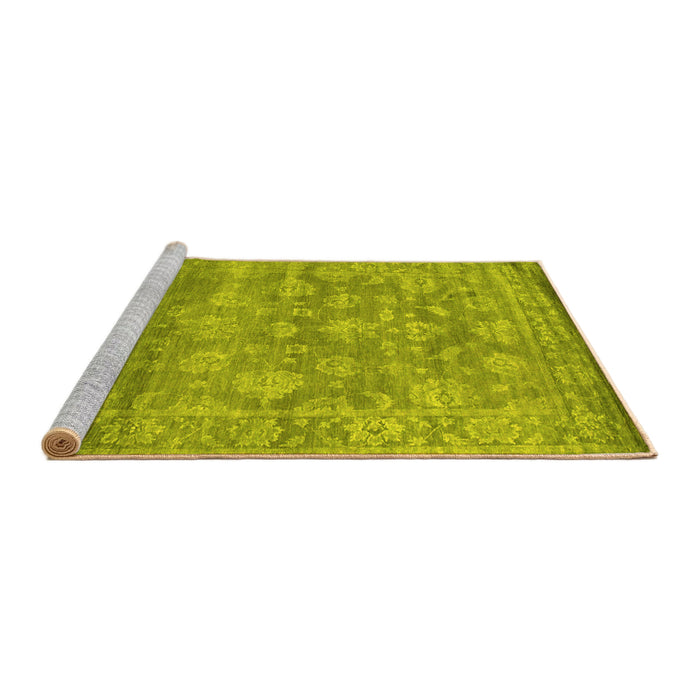 Sideview of Machine Washable Persian Yellow Bohemian Rug, wshcon1276yw