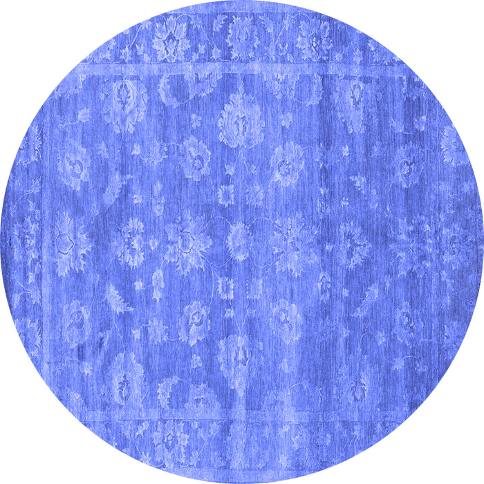 Round Machine Washable Persian Blue Bohemian Rug, wshcon1276blu