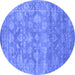 Round Machine Washable Persian Blue Bohemian Rug, wshcon1276blu