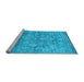 Sideview of Machine Washable Persian Light Blue Bohemian Rug, wshcon1276lblu