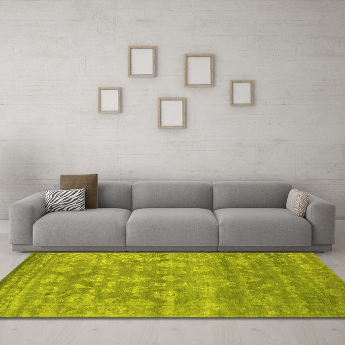 Machine Washable Persian Yellow Bohemian Rug in a Living Room, wshcon1276yw