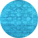 Round Persian Light Blue Bohemian Rug, con1276lblu