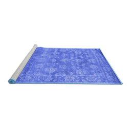 Sideview of Machine Washable Persian Blue Bohemian Rug, wshcon1276blu