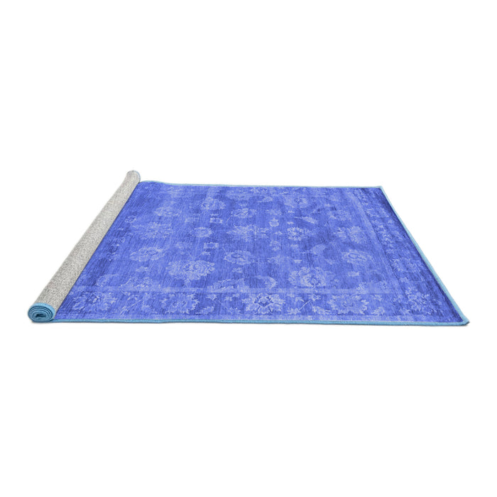 Sideview of Machine Washable Persian Blue Bohemian Rug, wshcon1276blu