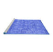 Sideview of Machine Washable Persian Blue Bohemian Rug, wshcon1276blu