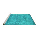 Sideview of Machine Washable Persian Turquoise Bohemian Area Rugs, wshcon1276turq