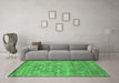 Machine Washable Persian Emerald Green Bohemian Area Rugs in a Living Room,, wshcon1276emgrn