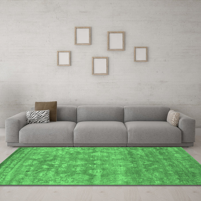 Machine Washable Persian Emerald Green Bohemian Area Rugs in a Living Room,, wshcon1276emgrn