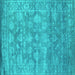 Square Machine Washable Persian Turquoise Bohemian Area Rugs, wshcon1276turq