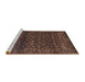 Serging Thickness of Machine Washable Contemporary Chestnut Brown Rug, wshcon1277