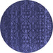 Round Machine Washable Abstract Blue Contemporary Rug, wshcon1277blu