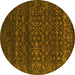 Round Abstract Yellow Contemporary Rug, con1277yw