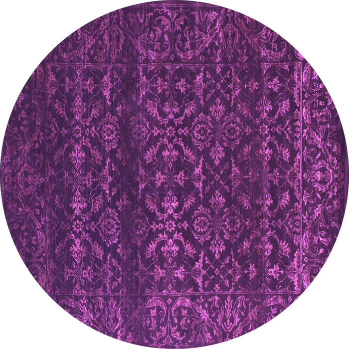 Round Abstract Purple Contemporary Rug, con1277pur