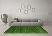 Machine Washable Abstract Green Contemporary Area Rugs in a Living Room,, wshcon1277grn