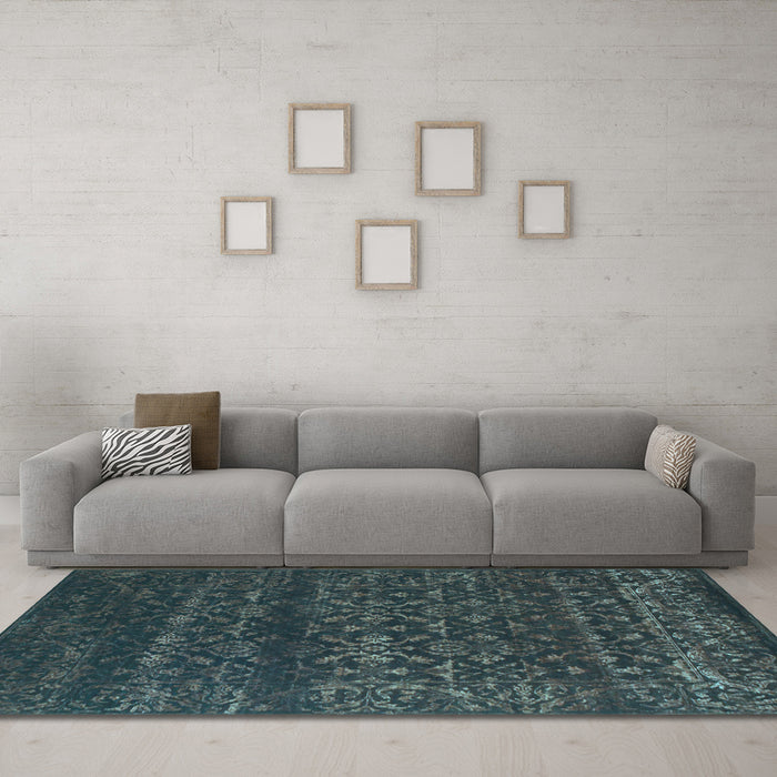 Machine Washable Abstract Light Blue Contemporary Rug in a Living Room, wshcon1277lblu