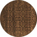 Round Abstract Brown Contemporary Rug, con1277brn