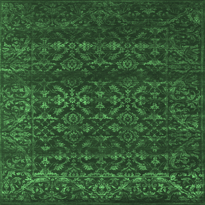 Square Abstract Emerald Green Contemporary Rug, con1277emgrn